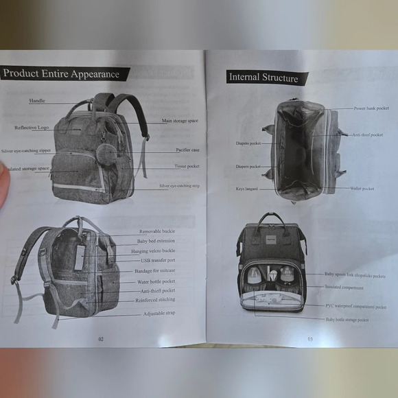 NWOT convertible diaper bag to bassinet - Picture 15 of 16